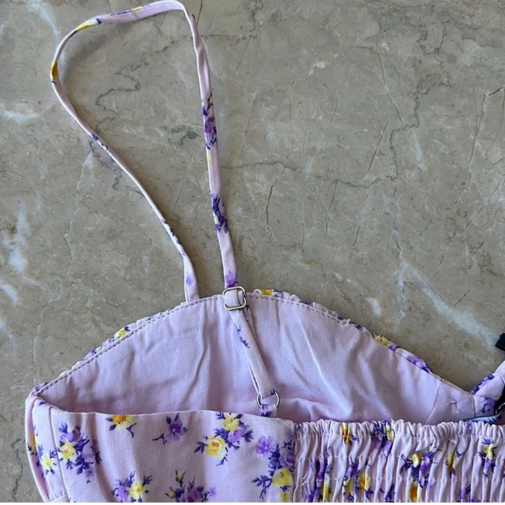ZARA Floral Bustier Top (small, pink/purple) - Picture 3 of 4